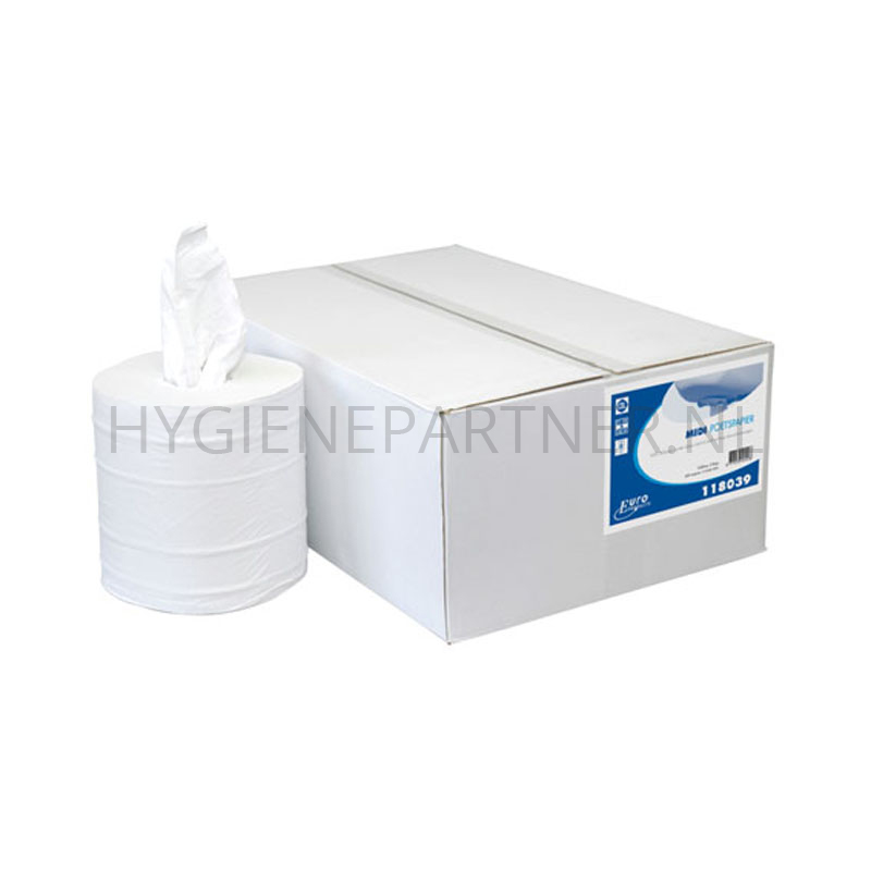 PA201011 Euro Products poetsrol midi zonder koker 2-laags 160 meter wit